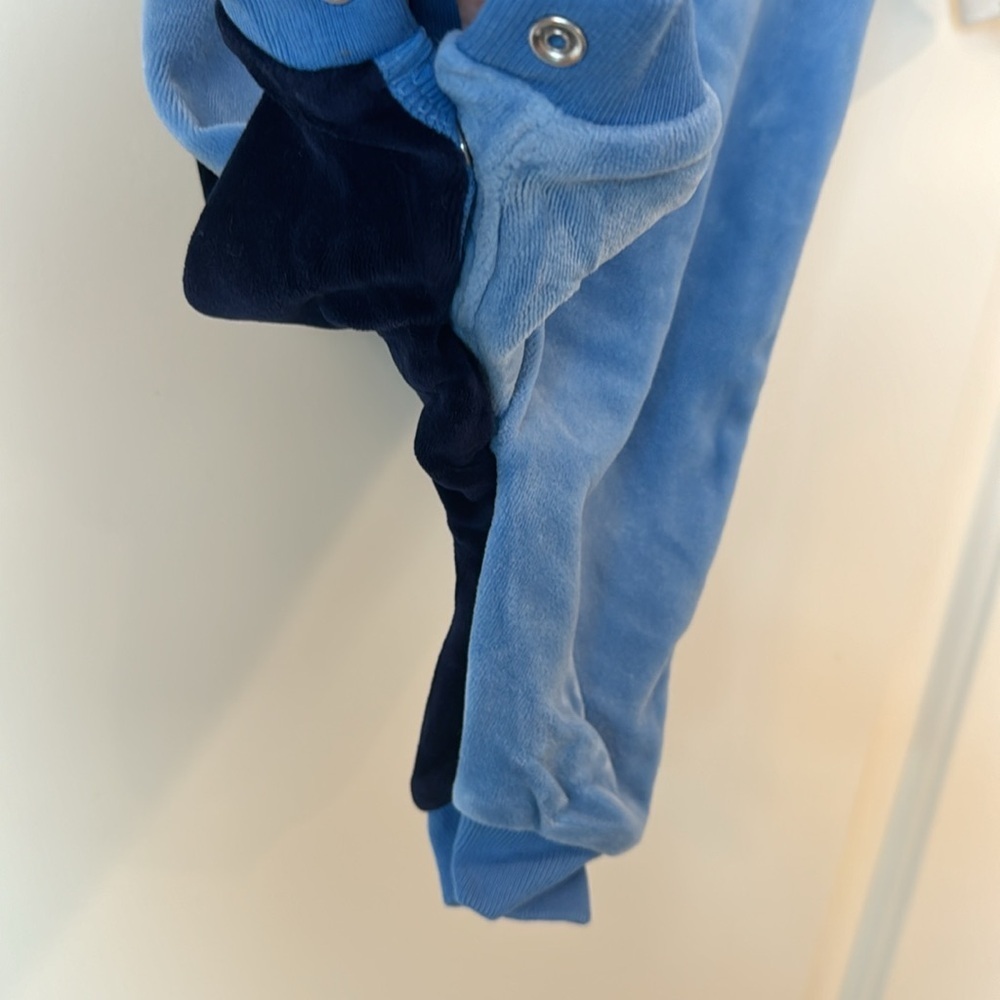 Velour jumpsuit with collar Blue and Navy Blue Ralph Lauren vintage jumpsuit 3M - Picture 3 of 8